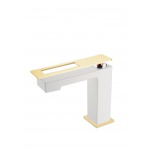 Boheme Q Смеситель для раковины на 1 отв., без дк, длина излива 13,2 см, цвет: white/gold 141-WG