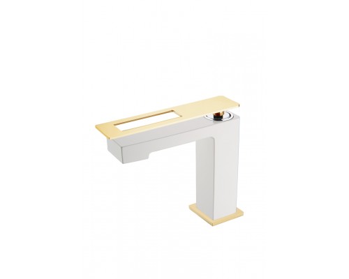 Boheme Q Смеситель для раковины на 1 отв., без дк, длина излива 13,2 см, цвет: white/gold 141-WG