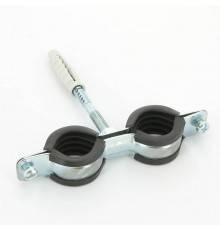 Хомут для труб Walraven 3/4" (25-29) двойной с резиновым уплотнителем, шпилька+дюбель Cobra, BIS