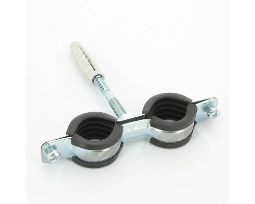 Хомут для труб Walraven 3/4" (25-29) двойной с резиновым уплотнителем, шпилька+дюбель Cobra, BIS Хомут для труб Walraven 3/4" (25-29) двойной с резиновым уплотнителем, шпилька+дюбель Cobra, BIS