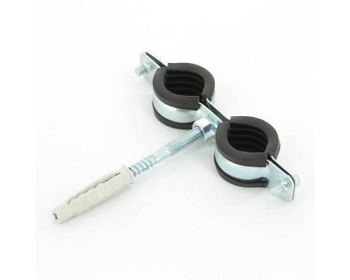 Хомут для труб Walraven 3/4" (25-29) двойной с резиновым уплотнителем, шпилька+дюбель Cobra, BIS Хомут для труб Walraven 3/4" (25-29) двойной с резиновым уплотнителем, шпилька+дюбель Cobra, BIS