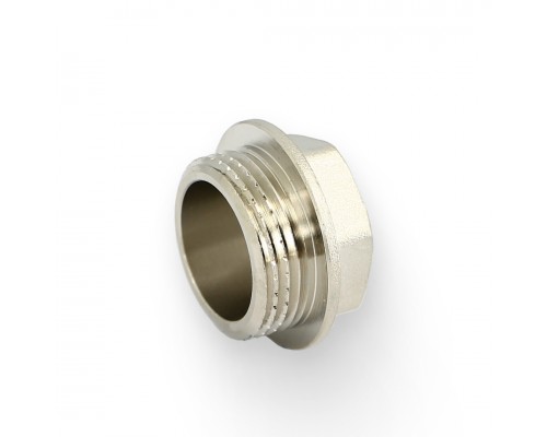 Заглушка Н 1/2 со шляпкой под плоскую прокладку, никелированная