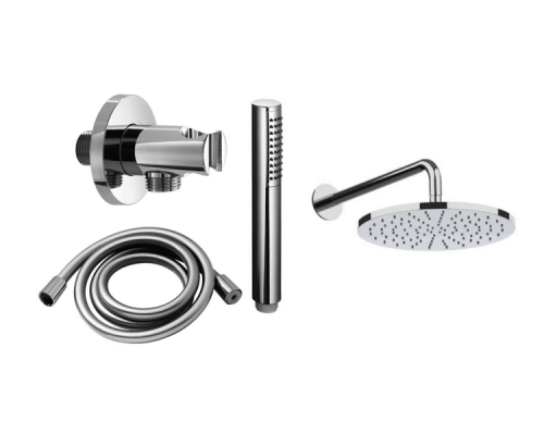 Душевой комплект, Almar, Shower KIT, KIT 300 round, верхний душ   ручной душ из латуни, шланг, шланговое подключение с держателем, цвет-хром