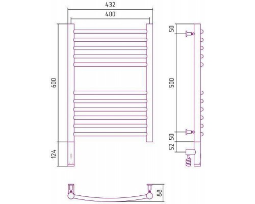 Сунержа Богема 3.0 Полотенцесушитель электрический 40x60h, лев., цвет: золото 03-5802-6040 Сунержа Богема 3.0 Полотенцесушитель электрический 40x60h, лев., цвет: золото 03-5802-6040