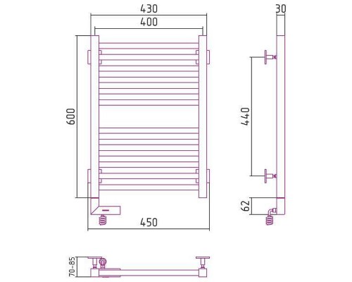 Сунержа Модус 2.0 Полотенцесушитель электрический 40x60h, лев., цвет: без покрытия 00-5600-6040 Сунержа Модус 2.0 Полотенцесушитель электрический 40x60h, лев., цвет: без покрытия 00-5600-6040