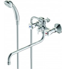 BA343AA PRACTIC Смеситель для ванны двуручный поворотный излив 320 мм с керамическим переключателем, душевой гарнитур в комплекте (душевая лейка BA343AA