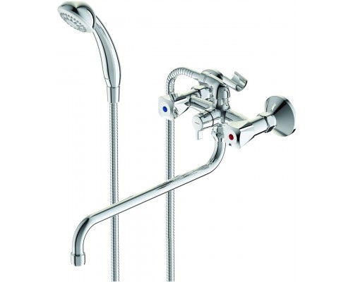 BA343AA PRACTIC Смеситель для ванны двуручный поворотный излив 320 мм с керамическим переключателем, душевой гарнитур в комплекте (душевая лейка BA343AA