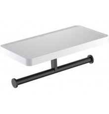 AQ4919MB ЕВРОПА бумагодержатель двойной с полкой, матовый черный AQ4919MB