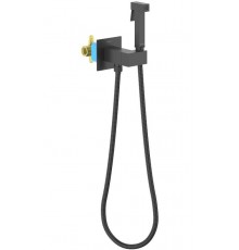AQ1025MB ЛИРА комплект для гигиенического душа встроенный (смеситель c прогрессивным картриджем + гигиеническая лейка + шланг), матовый черный AQ1025MB
