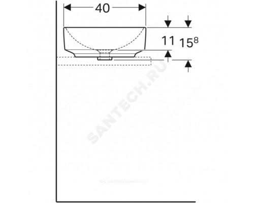 Умывальник меб VariForm 55 б/отв в/к Geberit 500.774.01.2