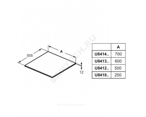 Столешница д/умыв ADAPTO б/выреза св-кор/дер Ideal Standard U8412FF