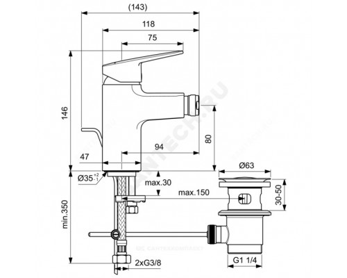 Смес/биде CERAPLAN однор лит/изл дон/кл Ideal Standard BD248AA