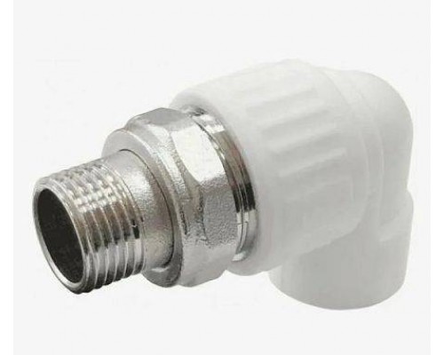 Угольник PP-R бел комб разъем Дн20х1/2" НР д/рад РосТурПласт 14625