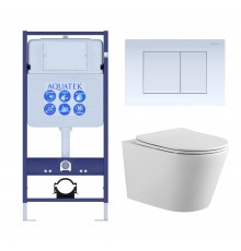 Set AQUATEK ВЕГА (рама AQUATEK Standard INS-0000012 с звукоиз.прокладкой+крепеж KKI-0000002+кнопкаKDI-0000009+унитаз ВЕГА AQ1905-00 с крышкой-сиденьем Set AQUATEK ВЕГА-009 4в1