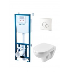 1.WH50.1.544 БОРЕАЛЬ ПЭК (подвес. унитаз с сиденьем soft close, инсталляция, панель хром) 1.WH50.1.544