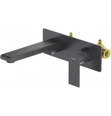 AQ1413MB ЛИРА смеситель для раковины настенный (внешняя и скрытая часть), матовый черный AQ1413MB