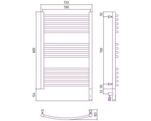 Сунержа Богема 3.0 Полотенцесушитель электрический 50x80h, прав., цвет: мат. черный 31-5803-8050 Сунержа Богема 3.0 Полотенцесушитель электрический 50x80h, прав., цвет: мат. черный 31-5803-8050