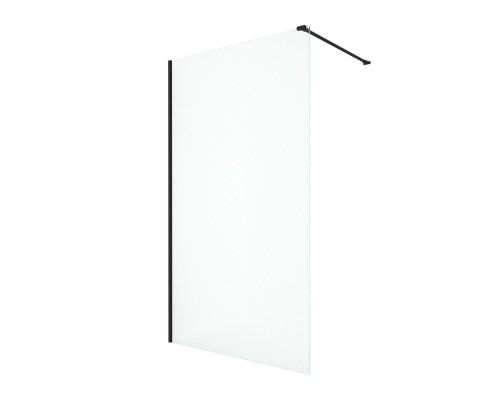 AQ WIW 12020BL Душевая перегородка Walk in с держателем 1200x2000 профиль черный, стекло прозрачное AQ WIW 12020BL
