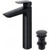 AQ1005MB ВЕГА смеситель для раковины высокий 227 с донным клапаном, матовый черный AQ1005MB