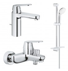 1000179 Набор для ванны Eurosmart Cosmo: Смеситель для рак (23325000), смеситель для ванны (32831000), Tempesta 100 II с полкой (27926001), хром 1000179