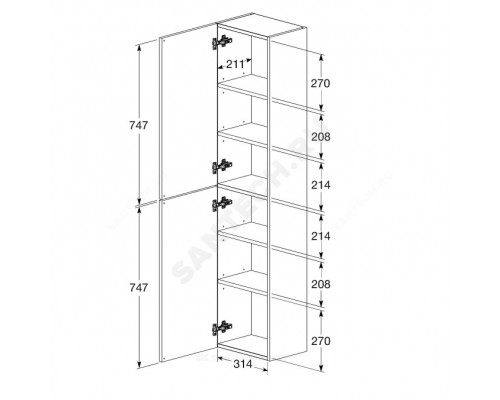 Шкаф-колонна The GAP бел глян Roca A857427806 Шкаф-колонна The GAP бел глян Roca A857427806