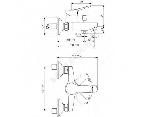 Смес/ванна SCORPIO однор кор/изл б/к Ideal Standard BC168AA