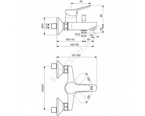 Смес/ванна SCORPIO однор кор/изл б/к Ideal Standard BC168AA