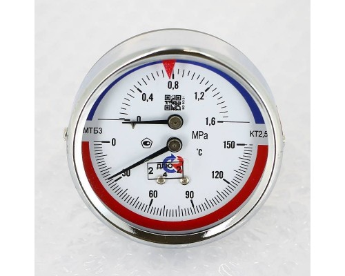Термоманометр Росма ТМТБ- 31Т.1 63/16 (1/2", 16 бар, 150'С, 2,5) аксиальный