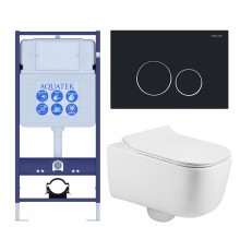 SET AQUATEK ЛУГАНО-020 4в1 (рама AQUATEK Standard INS-0000012+ кркпеж KKI-0000002+клавиша KDI-0000020+унитаз ЛУГАНО AQ2002-00 с тонким сиденьем soft-c SET AQUATEK ЛУГАНО-020 4в1