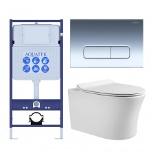 SET AQUATEK НИКА-016 4в1 (рама AQUATEK Standard INS-0000012+крепеж KKI-0000002+клавиша KDI-0000016+унитаз НИКА AQ2009-00 с тонким сиденьем soft-close) SET AQUATEK НИКА-016 4в1