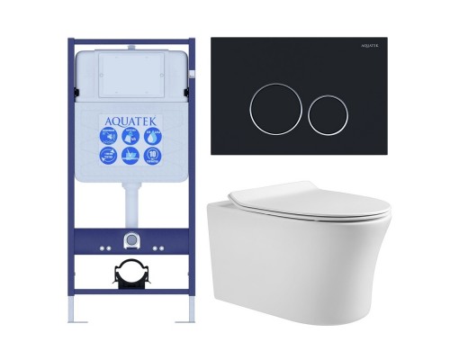 SET AQUATEK НИКА-020 4в1 (рама AQUATEK Standard INS-0000012+крепеж KKI-0000002+клавиша KDI-0000020+унитаз НИКА AQ2009-00 с тонким сиденьем soft-close) SET AQUATEK НИКА-020 4в1