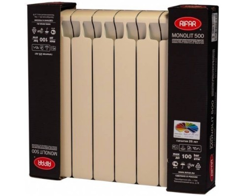 Rifar Monolit 500 8 секций, боковое подключение (капучино)