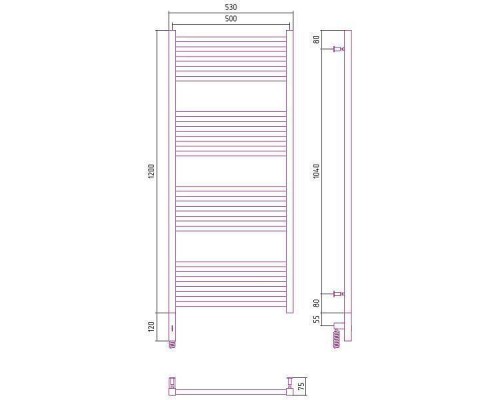 Сунержа Модус 3.0 Полотенцесушитель электрический 50x120h, лев., цвет: сатин 071-5700-1250