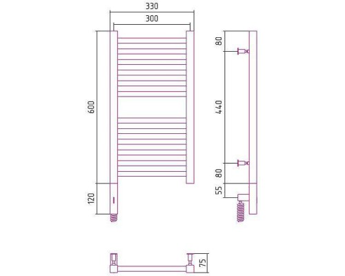 Сунержа Модус 3.0 Полотенцесушитель электрический 30x60h, лев., цвет: без покрытия 00-5700-6030