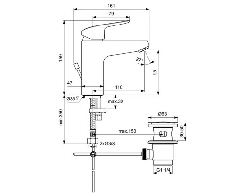 BD001AA Set CERAFLEX (B1713AA см-ль д/умыв. + B1721AA см-ль д/ванны + B2620AA душ. гарнитур) BD001AA