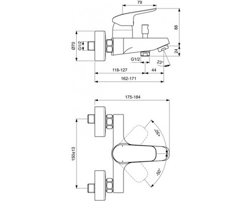 BD001AA Set CERAFLEX (B1713AA см-ль д/умыв. + B1721AA см-ль д/ванны + B2620AA душ. гарнитур) BD001AA