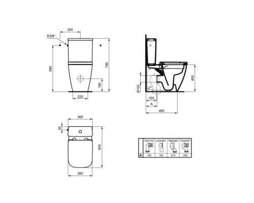 T473501 Ideal Standard i.life S Бачок для унитаза, нижняя подводка, 4,5/3 л T473501