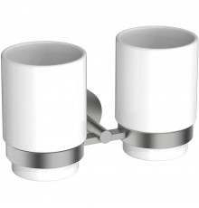 AQ4617BGM БЕТТА стакан с держателем двойной, оружейная сталь (шлиф. черный хром) AQ4617BGM