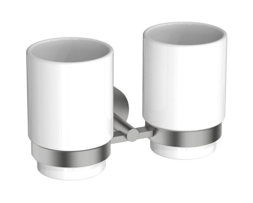 AQ4617BGM БЕТТА стакан с держателем двойной, оружейная сталь (шлиф. черный хром) AQ4617BGM