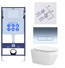 SET AQUATEK ЛЕЯ Т (рама AQUATEK Standard INS-0000012, клавиша KDI-0000016 ,KKI-0000002 крепёж+унитаз ЛЕЯ AQ1199T-00 с тонким сиденьем soft-close SET AQUATEK ЛЕЯ Т-016 4в1