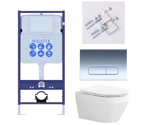 SET AQUATEK ЛЕЯ Т (рама AQUATEK Standard INS-0000012, клавиша KDI-0000016 ,KKI-0000002 крепёж+унитаз ЛЕЯ AQ1199T-00 с тонким сиденьем soft-close SET AQUATEK ЛЕЯ Т-016 4в1