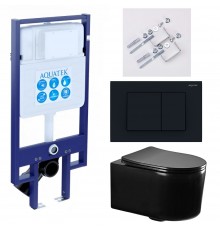 SET AQUATEK МИЯ-MB-012 4в1 (рама AQUATEK Standard INS-0000020+ крепеж KKI-0000002+клавиша KDI-0000012+унитаз AQ2004-MB с тонким сиденьем soft-close SET AQUATEK МИЯ-MB-012 4в1