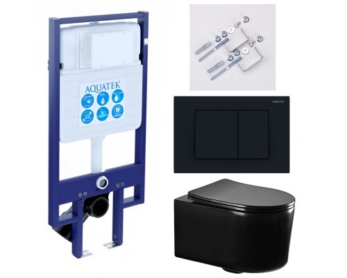 SET AQUATEK МИЯ-MB-012 4в1 (рама AQUATEK Standard INS-0000020+ крепеж KKI-0000002+клавиша KDI-0000012+унитаз AQ2004-MB с тонким сиденьем soft-close SET AQUATEK МИЯ-MB-012 4в1