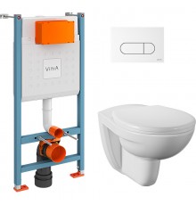 9773B003-7207 Комплект: Normus унитаз подвесной+крышка + инсталляция + панель смыва глянец белый (740-2200) 9773B003-7207