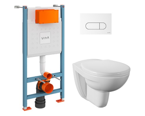 9773B003-7207 Комплект: Normus унитаз подвесной+крышка + инсталляция + панель смыва глянец белый (740-2200) 9773B003-7207