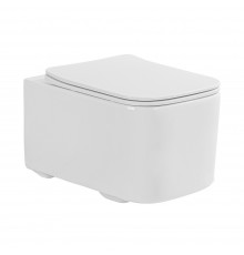 AQ1515T-00 КВАДРО Унитаз подвесной TORNADO безободковый 505345345, тонкое сиденье с механизмом плавного закрывания, крепеж AQ1515T-00