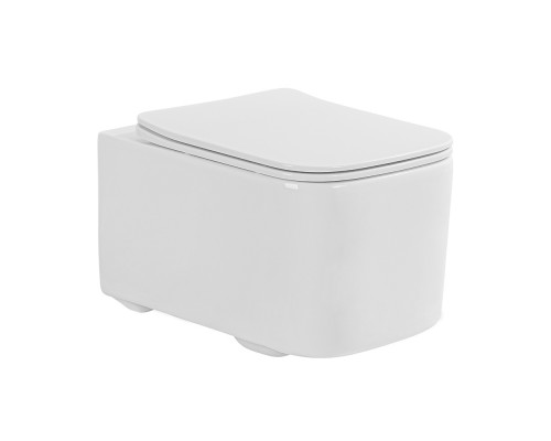 AQ1515T-00 КВАДРО Унитаз подвесной TORNADO безободковый 505345345, тонкое сиденье с механизмом плавного закрывания, крепеж AQ1515T-00