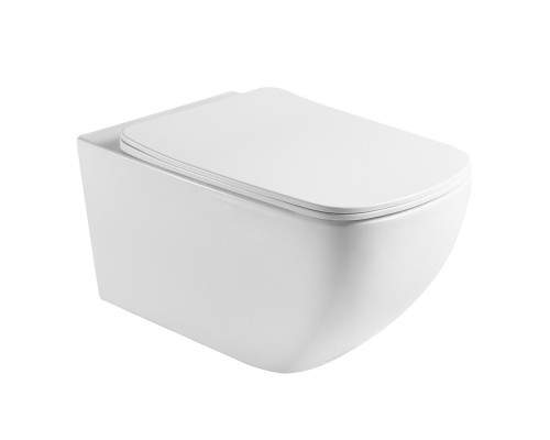 AQ1537T-00 МЕДЕЯ Унитаз подвесной TORNADO безободковый 555375335, тонкое сиденье с механизмом плавного закрывания, крепеж AQ1537T-00