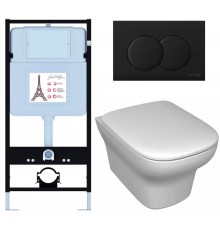 E21747RU-BL Унитаз c инсталляцией Vox, сиденье тонкое микролифт, панель для двойного смыва, матовый черный (E36495-NF+E36496-BL+EDM102+E20142) E21747RU-BL
