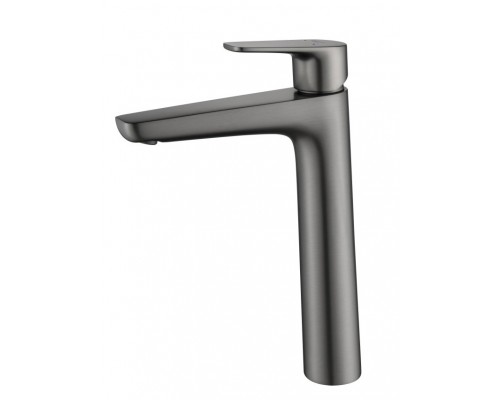 AQ1104BGM БЕТТА смеситель для раковины высокий 230, без донного клапана, оружейная сталь (шлиф. черный хром) AQ1104BGM
